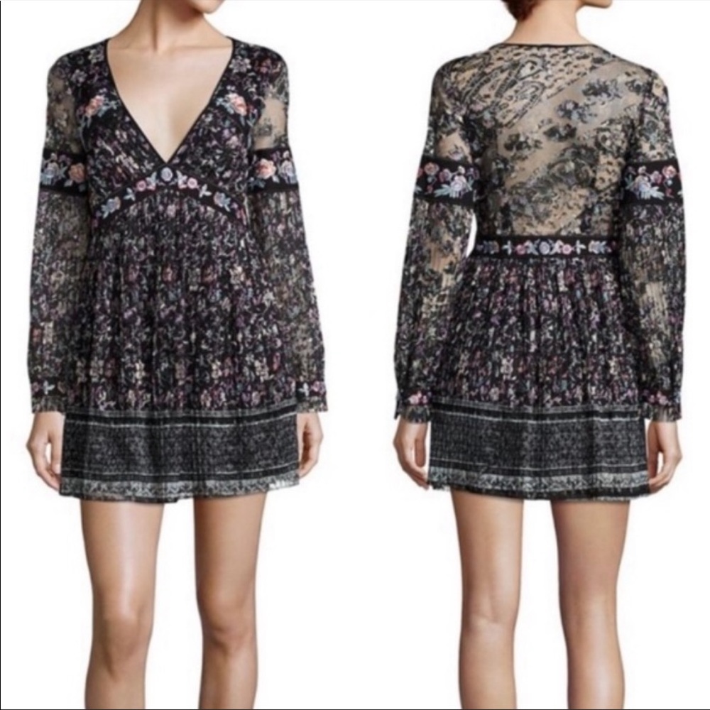 Free people boho lace embroidered dress